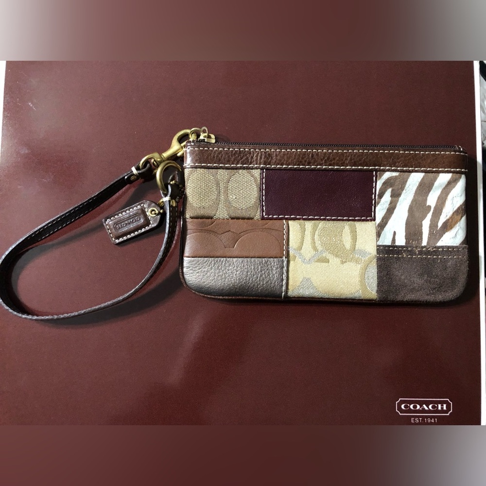 Coach leather patchwork wristlet. Excellent condition!